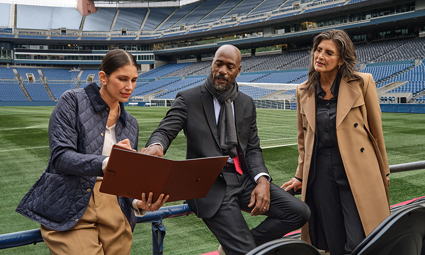 Financial Advisors in football stadium